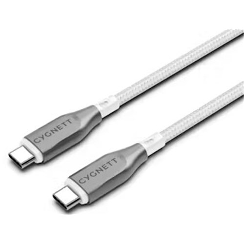 CYGNETT USB C TO USB C 2 METRE Armoured Charger White